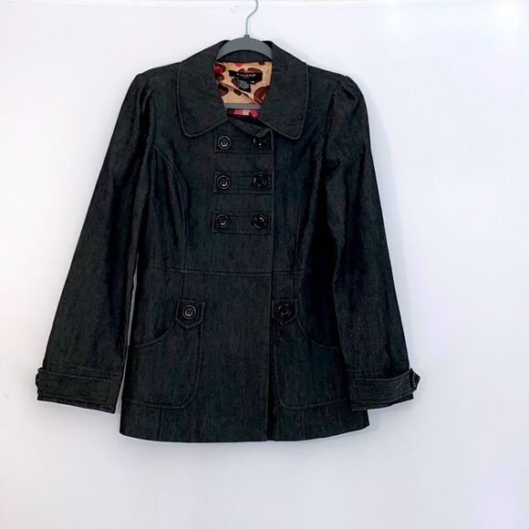 Sandro Double Breasted Peacoat In Grey - Picture 4 of 11